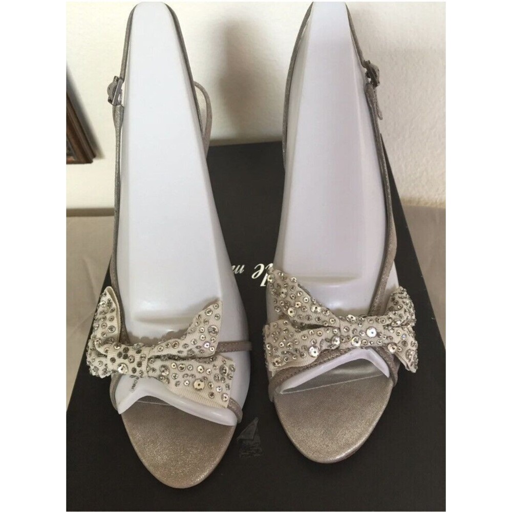 Pelle Moda Women's 11 Naples Champagne Suede Dressy Slingback 3” Heels New